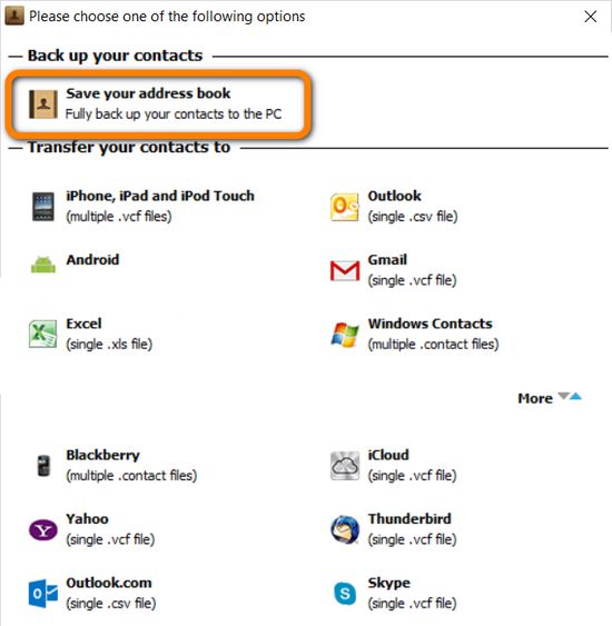save contacts as a vcard