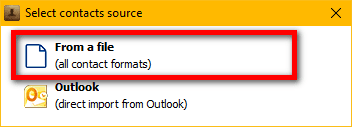 Select contact source in CopyTrans Contacts