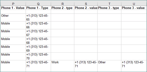 Phone numbers listed in excel file