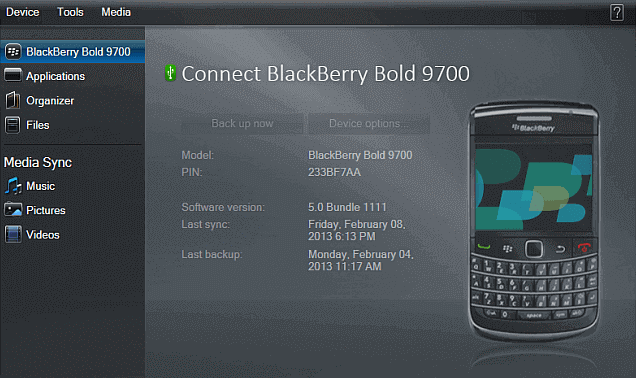 run BlackBerry Desktop Manager