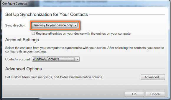 transfer Windows Contacts to BlackBerry