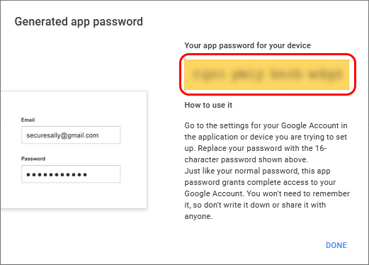 Ready Google password for CopyTrans