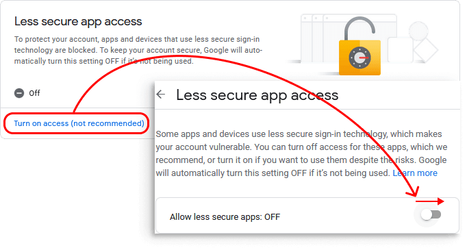 Google Less Secure Apps options