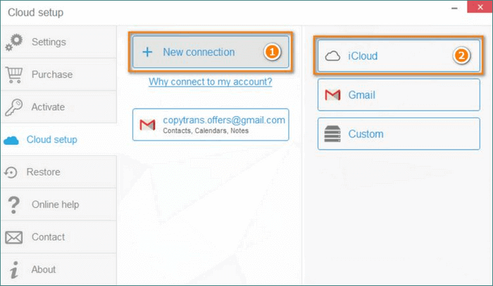 Select type of cloud account to add