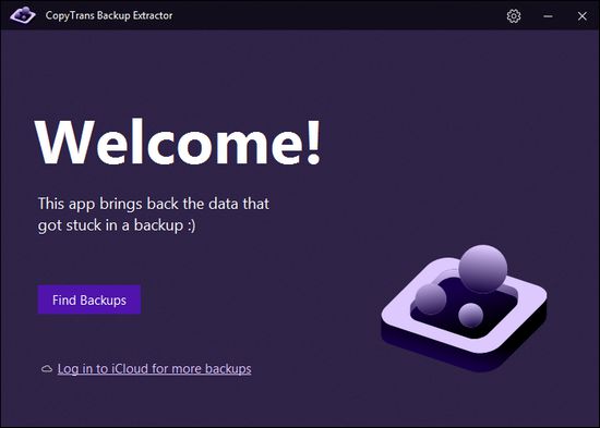 CopyTrans Backup Extractor welcome screen