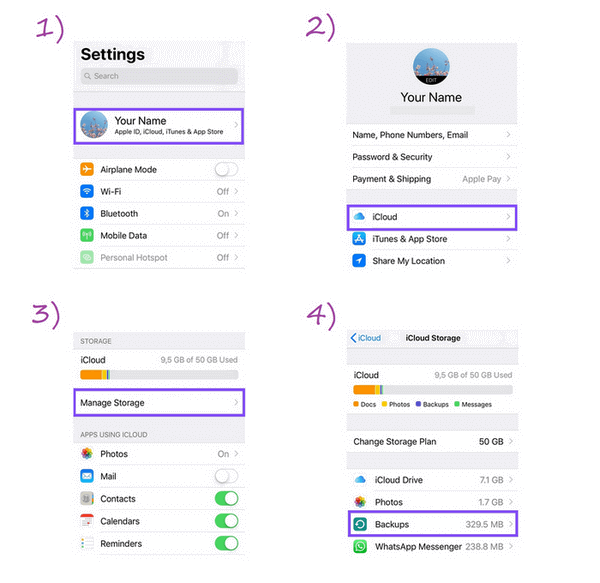 how to find icloud backup on iphone