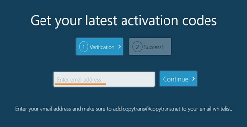 activation codes screen