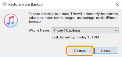 restore iphone with itunes prompt