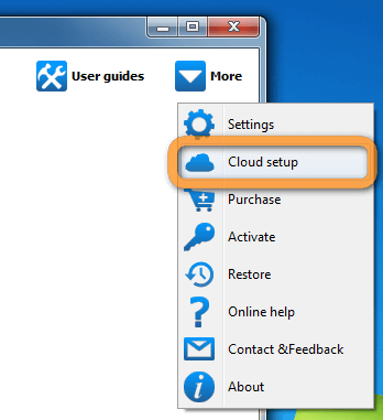 cloud setup feature in copytrans contacts