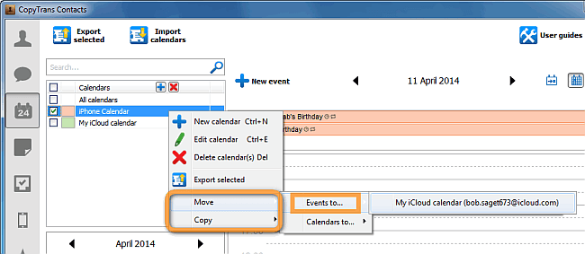 copy events from iphone to icloud apple calendar via copytrans