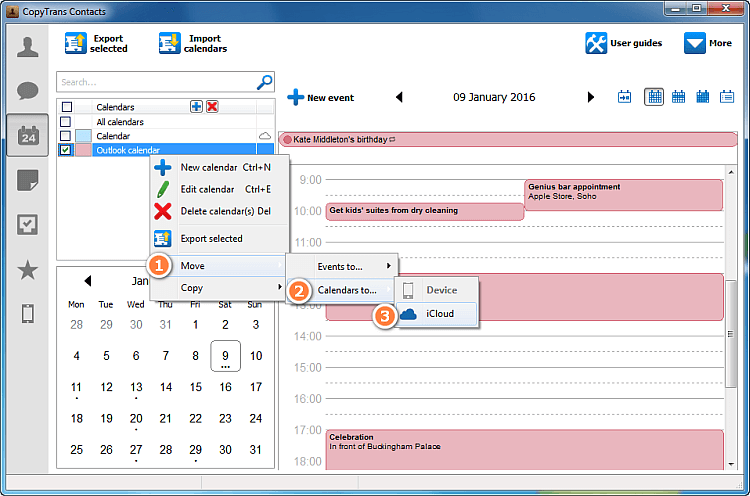 add icloud calendar to mailbird
