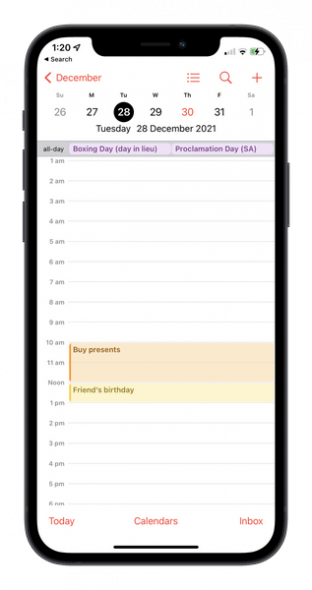 Change calendar color iPhone