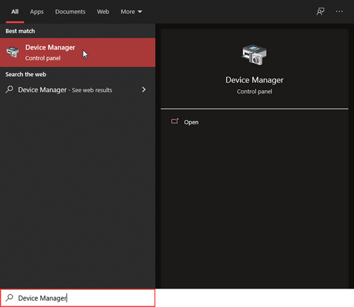 search for the device manager