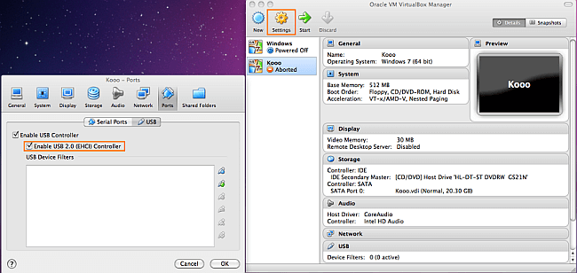 usb 2 compatibility virtual box on mac osx