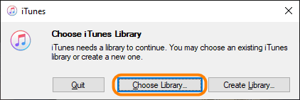 itunes click on choose library