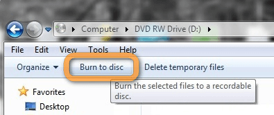 burn songs in windows explorer