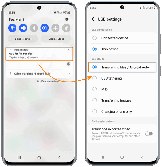 how to transfer music from computer to android phone using usb