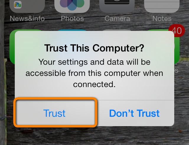 choose iphone trust computer