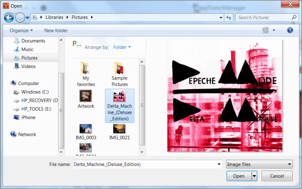 Browse for album artwork on the PC