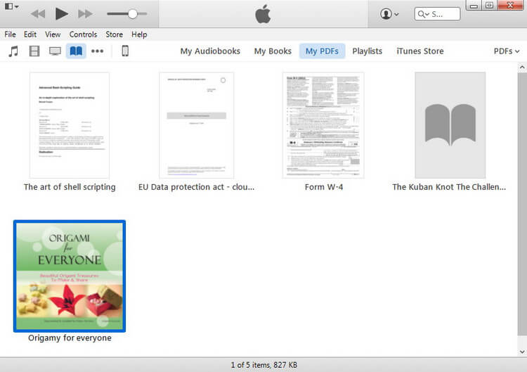 pdf files and books in itunes