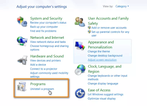 uninstall a program via computer’s settings