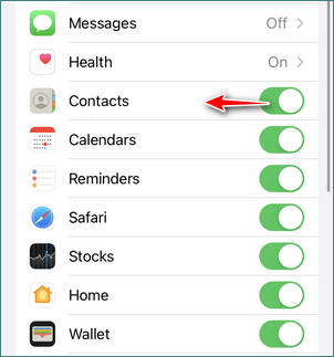 Disable iCloud contacts