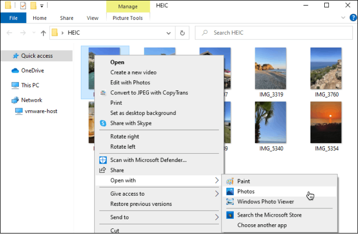 Open HEIC with Photos App Windows