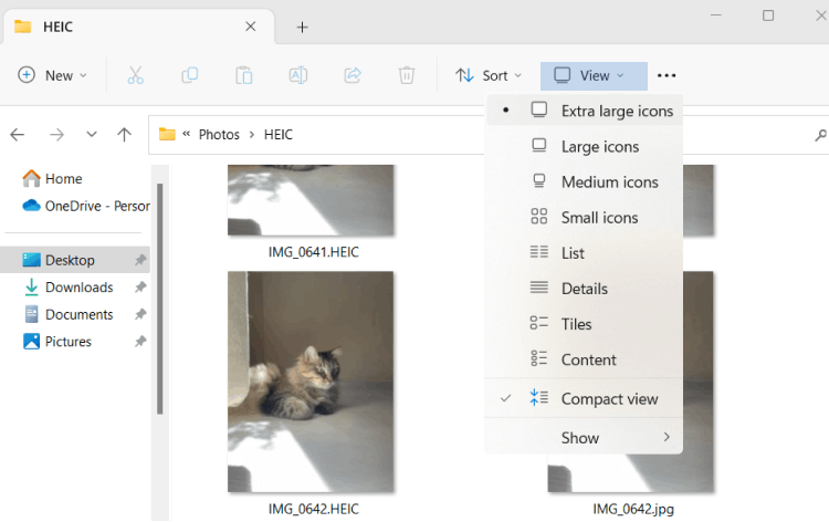 How to change thumbnails view in a folder