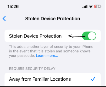 Stolen iPhone Settings