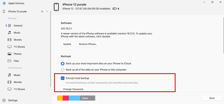 Encrypt iPhone in Apple Devices