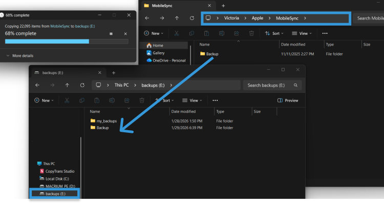Move iphone backup to external drive