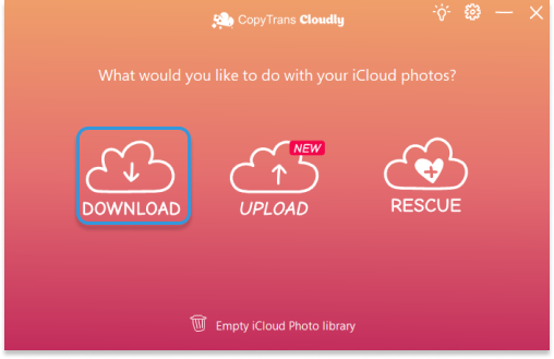 Download all iCloud photos to PC with CopyTrans Cloudly
