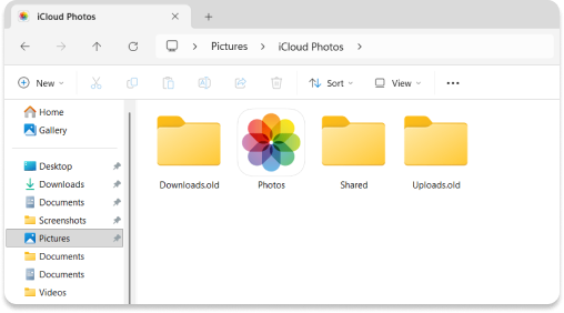 iCloud Photos synced folder on Windows 11