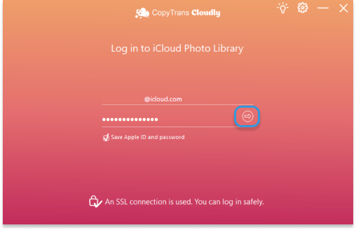 Sign-in to iCloud in CopyTrans Cloudly