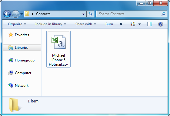 hotmail csv contact file