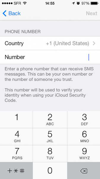 enter phone number for verification keychain