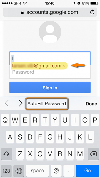 autofill username and password in safari