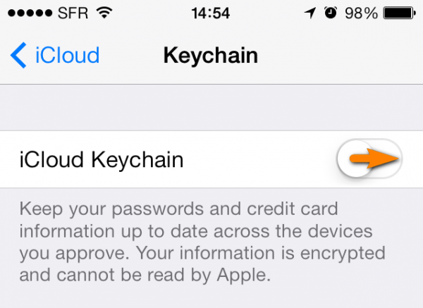 icloud keychain switch on