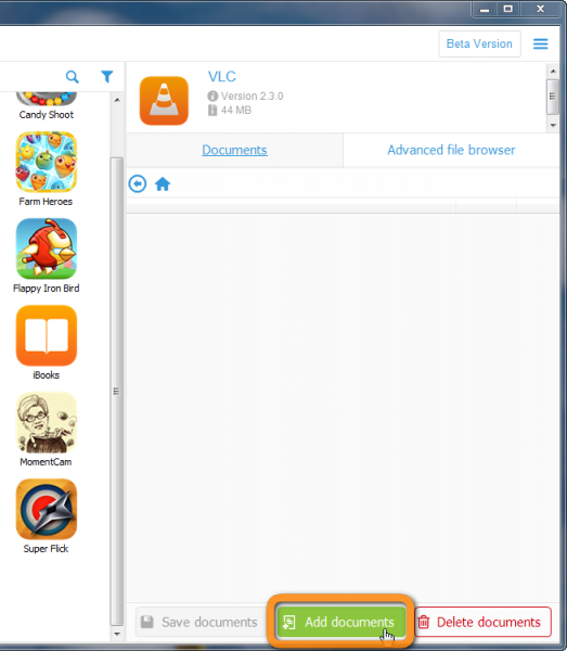 add documents button in copytrans apps