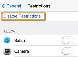 disable all iphone restrictions