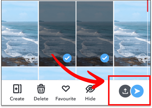 Choose the send icon to save the video