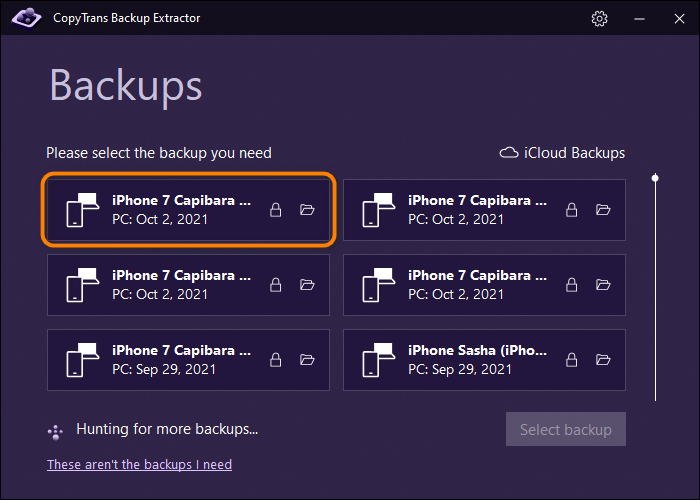 choose your backup with ctbe