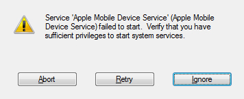 apple mobile device amd service failed to start