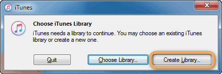 create new itunes library prompt