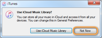 icloud music library prompt not now