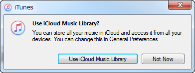 use icloud music library itunes prompt