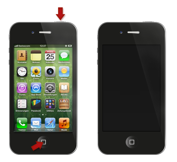 press and hold sleep and home buttons to restart iphone