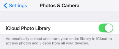 iCloud Photo Library is on