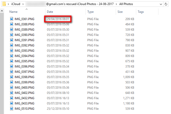Retrieved iCloud photos deleted in 2016