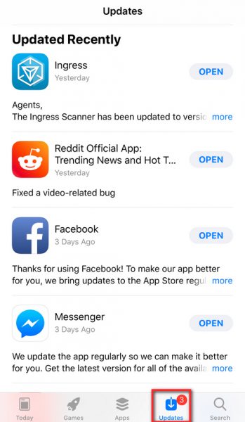 Update iPhone apps
